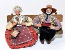 Vtg Santon De Aubagne Clay Dolls Man & Woman On A Bench | 8.5” Vintage Folk Art picture