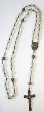 VTG CREED Sterling Silver Rosary Faceted Crystal Beads- Jesus Cross- 32