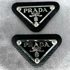 Black LOT 2 Prada Milano Logo little  Button Plate Metal Emblem Triangle Plate picture