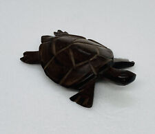 Vintage 1970s Mahogany Wood Carved Turtle Figurine “I Love You” Engraved Art 20 picture
