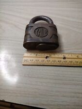 Vintage Antique Yale & Towne Y&T 'Clover' Brass Padlock Metal NO KEY AS IS picture