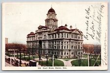 Denver Colorado~Air View Courthouse On Corner~Vintage Postcard picture
