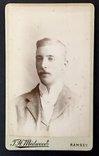 Antique CDV of Dapper Moustache Man Pursed Lips  T.H. Midwood Ramsey Isle of Man picture
