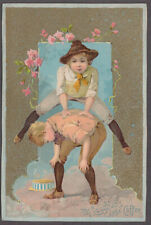 McLaughlin's XXXX Coffee trade card 1890s boys play leapfrog picture