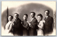 Old Original Vintage Antique Postcard Family Photo Picture Gentleman Ladies RPPC picture