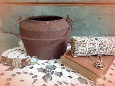 antique cast iron smelting pot witch's cauldron small wiccan altar candle making picture