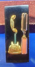 1960s MCM 3 Minute Hourglass Rotary Telephone Call Egg Timer Paperweight Lucite picture