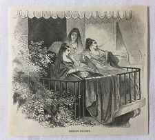 1855 magazine engraving ~ WOMEN SMOKING ON A MEXICAN BALCONY picture