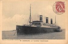 SS LEVIATHAN IN HARBOR OF CHERBOURG, FRANCE, UNITED STATES SHIP LINE ~ used 1927 picture