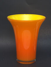VINTAGE CZECH TANGO CASED 4 LAYER VASE TRUMPET ORANGE YELLOW WHITE TO CLEAR 8.75 picture