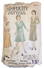 1930s Simplicity Sewing Pattern 3055 Juniors Dress 3 Styles Size 12 Antique 2096 picture