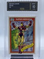 1990 Marvel Universe IRON MAN #42 10 GEM MINT RC Card Avengers picture