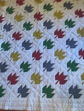 Vintage HANDMADE MAPLE LEAF QUILT~86” x 74”-Queen/King All Cotton~PERFECT CONDIT picture