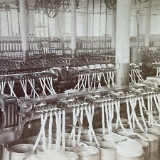 Antique 1892 Cotton Mill Spin Room Augusta Georgia Stereoview Photo Card P2399 picture