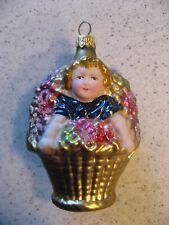 Vintage Christopher Radko Peekaboo Girl Glass Christmas Ornament picture