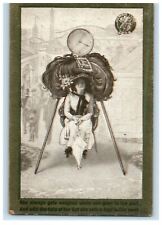c1910's Girl Sitting Chair Widow Hat Clock Unposted Antique Postcard picture