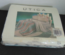 Vtg Utica Full Sheet Set Flat No Iron Percale Sheet Made in USA NOS-wavelength picture