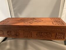 Vintage Teak Inlaying Flower Jerry Box. 12” x 4”. Mad In India picture