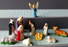 Lot Of 12 VTG Hard Plastic Mini Nativity Christmas Figures For Diorama Or Crafts picture