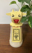 Vintage Whirley SMILEY Kid's Sippy-Straw Yellow COW-HEAD-TOP Cup 'N' Creamer Moo picture