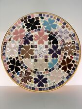 Mid Century Modern Centerpiece Large Shallow Mosaic Tile Bowl Bohemian 1960s picture