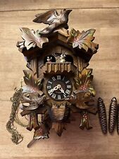 Old German Cuckoo Clock with Birds And Leaves Pendulum, 3  Weights Dancers picture