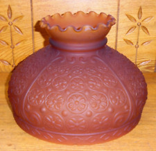 Vintage / Antique Amber Pressed floral Glass Lamp Shade - 9 7/8