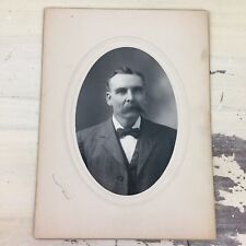 MUSTACHE COWBOY PHOTOGRAPH - Vtg 1880s-1900 Old West Cabinet Card, Waterloo IL picture