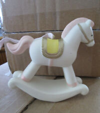 MACY'S Porcelain Girl Baby's First Christmas NO DATE Rocking Horse Ornament NEW picture