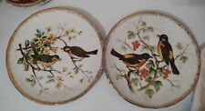 Norleans Vintage Birds Porcelain Plates Gold Trim Built-in Hanger Collectors  picture