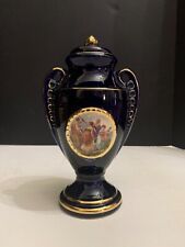 Antique Czechoslovakia Cobalt Blue with Cupid and Women Medallion Porcelain Urn picture