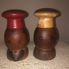 Vintage Wooden Salt & Pepper Shakers Mr & Mrs. Very Old picture