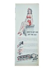 Vintage 1943 barbasol print ad.  original item, Sexy Retro, Lady On Ice Block  picture