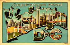 Greetings From Washington D.C. - Unposted Linen Postcard picture