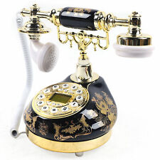 Antique Style Telephone Corded Landline Phone Home Rotary Dial Phone Ceramic  picture