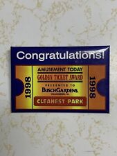 Rare Vintage Busch Gardens Williamsburg 1998 Golden Ticket Award Pin Clean Park picture