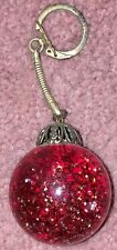 RARE Vintage Large Round Resin Red Sparkly Ball Keychain 1½
