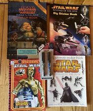 Vintage Star Wars Lot 3 Sticker Books Pen Set & Jabba’s Palace Pop-up Book picture