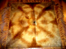VICTORIAN VELVET TIE DYED TABLECLOTH COVER SILK FRINGED BOHEMIAN GOLDS BROWNS picture
