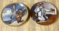 Set of Two Vintage Rockwell Plates The Painter - Waiting On The Shore 1983 picture