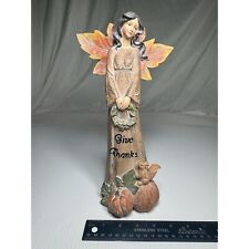 Vintage Fall “Give Thanks” Angel~Figurine~Hand Painted~Autumn ~11”~ Leaves picture