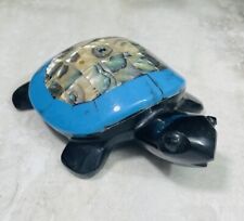 Black Onyx Turtle Figurine Hand Carved Sculpture Abalone Turquoise Inlaid Stone picture