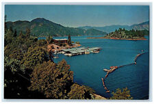 c1950's Boat Landing River Mountains Shasta Lake California CA Postcard picture