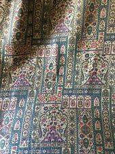 Vintage Retro Boho Arabesque Persian Style Floral Cotton Fabric~ Slate Blue Pink picture