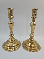 Pair Of Virginia Metalcrafters Heavy Solid Brass Candlesticks 9