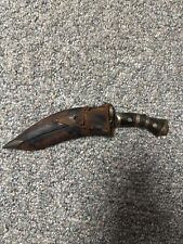 Rare Vintage India Kukri Gurkha Fixed Blade Knife w/ Wood Handle Leather Sheath picture