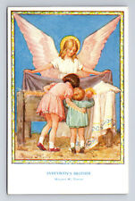 Artist Signed Margaret W Tarrant Everybody's Brother Angel & Girls Postcard picture