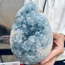 7lb Large Natural Blue Celestite Geode Cluster Quartz Crystal Rough Specimen picture