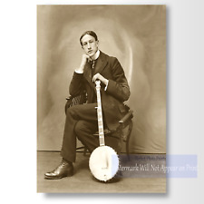 Antique Banjo Player Studio Photo Print - Early 1900s Musician,  Photo Print picture