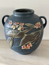 Vintage Large Blue Floral Vase Jardinere Roseville picture